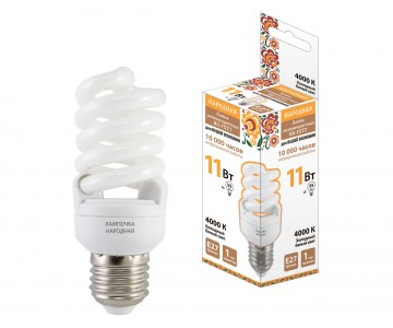 Лампа люминесцентная НЛ-FSТ2-11 Вт-4000 К–Е27 (42х93 мм)