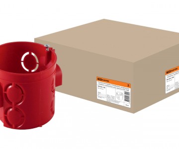 Установочная коробка СП D68х62мм, углубленная, саморезы, стыковочные узлы, красная, IP20, TDM