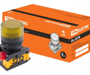 Лампа AL-22TE сигнальная d22мм желтый неон/230В цилиндр TDM